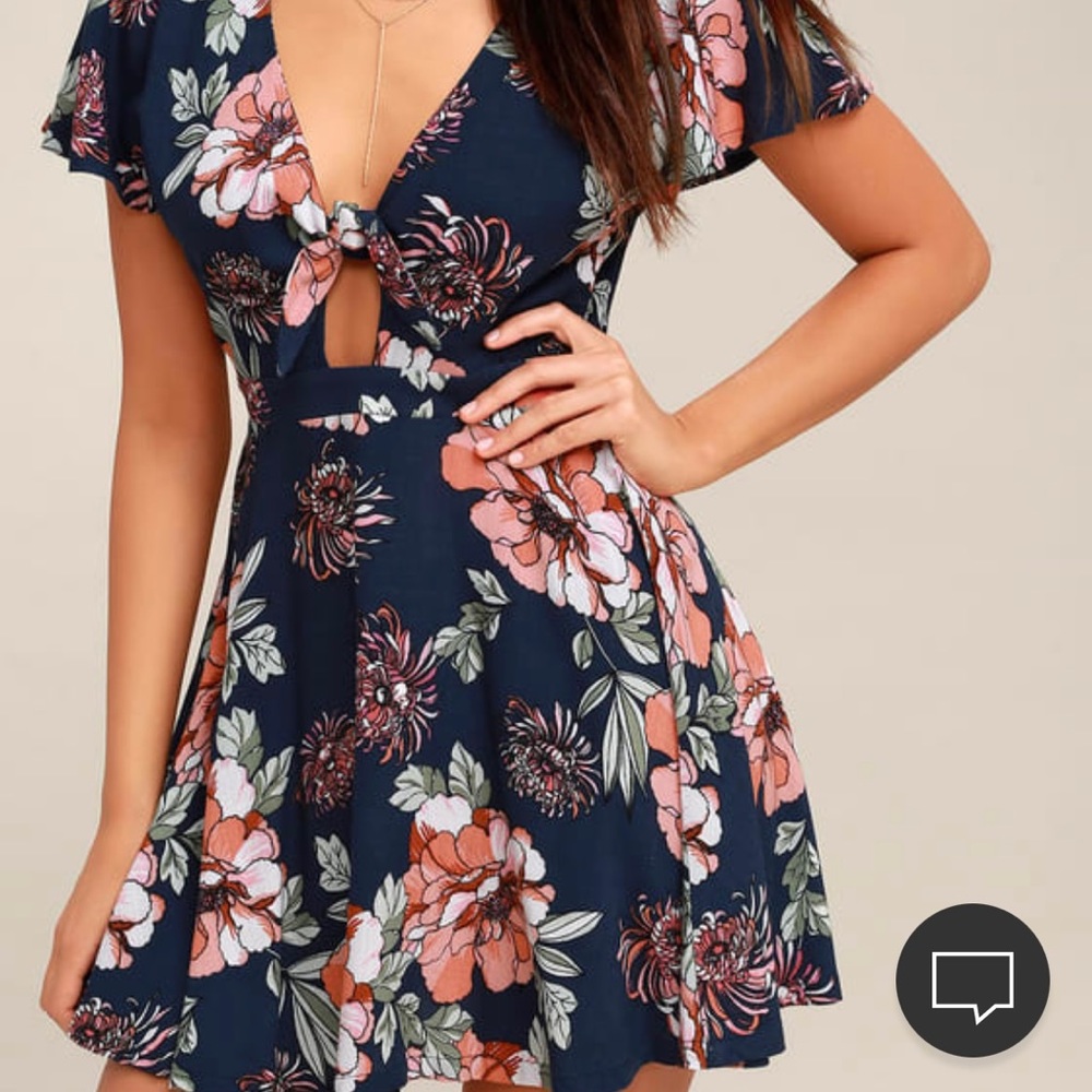 Lulus Botanic of Time Tie-Front Skater Dress